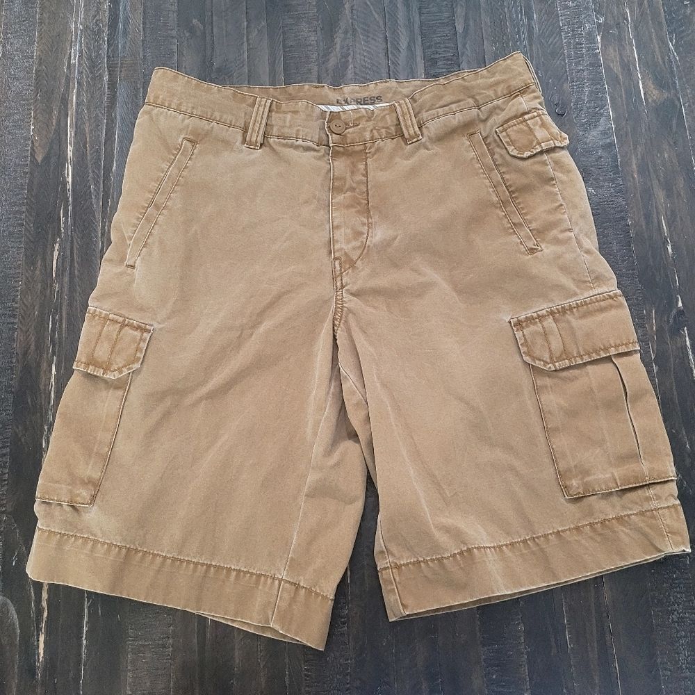 Express Cargo Shorts Drawstring Casual Utility Pockets Mens Size 33